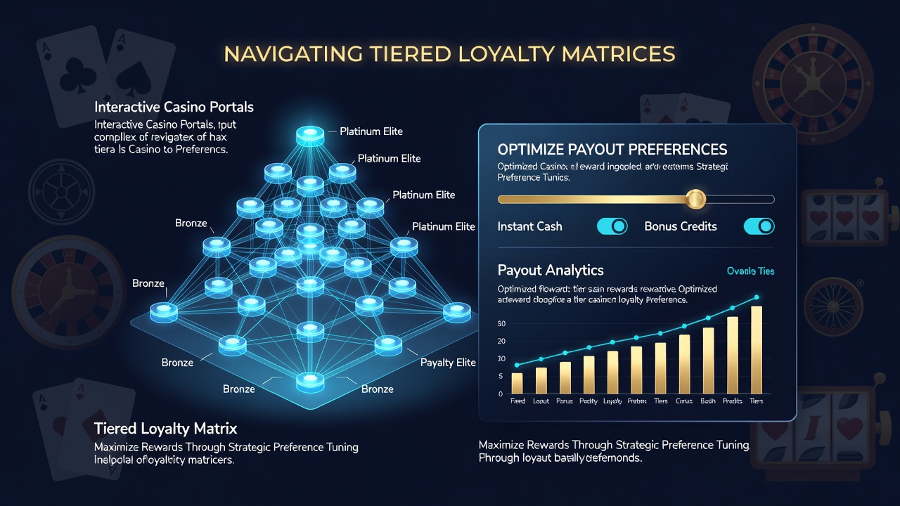 Player dashboard displaying tier benefits and optimized payout selections for casino rewards