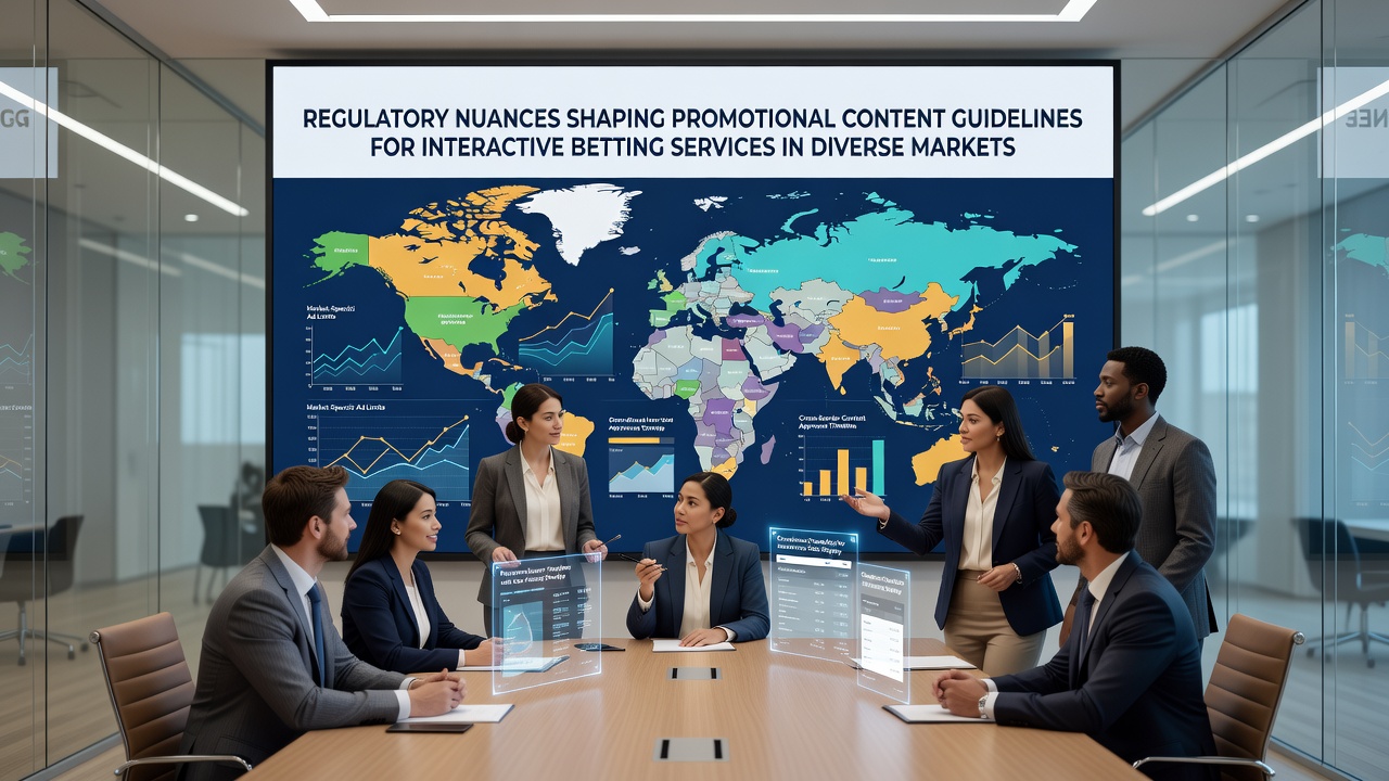Global regulatory documents and digital interfaces illustrating promotional guidelines for interactive betting services across multiple jurisdictions