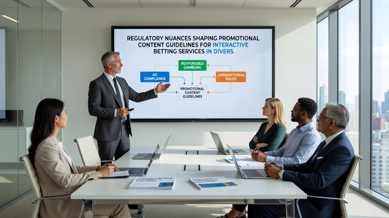 Digital compliance dashboard showing promotional content guidelines and regional regulatory requirements for betting services