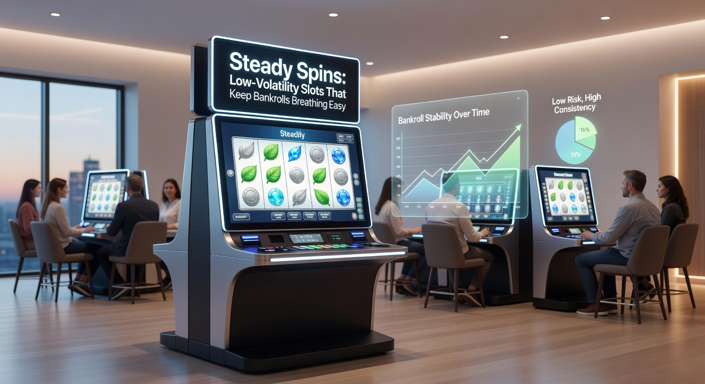 Player at a digital slot interface celebrating a series of small consecutive wins on a low-volatility game, with bankroll meter showing steady growth